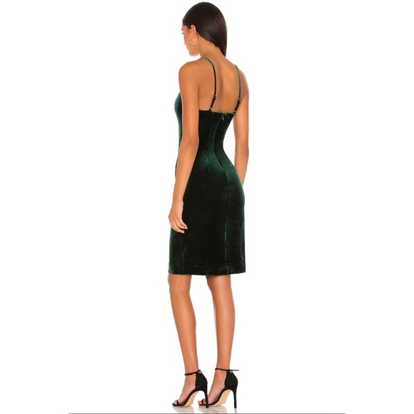 Revolve NBD Velvet Green Dress Shana - Picture 3 of 6